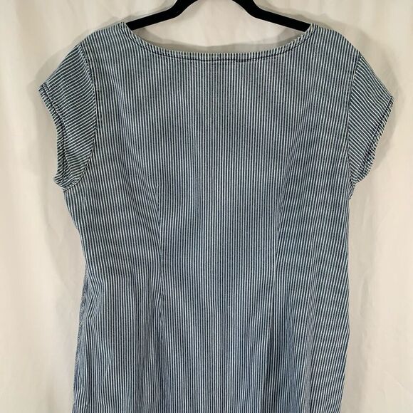 The Territory Ahead Midi Dress Women's 16 Blue White Striped Button Up Short Sle - Picture 8 of 8